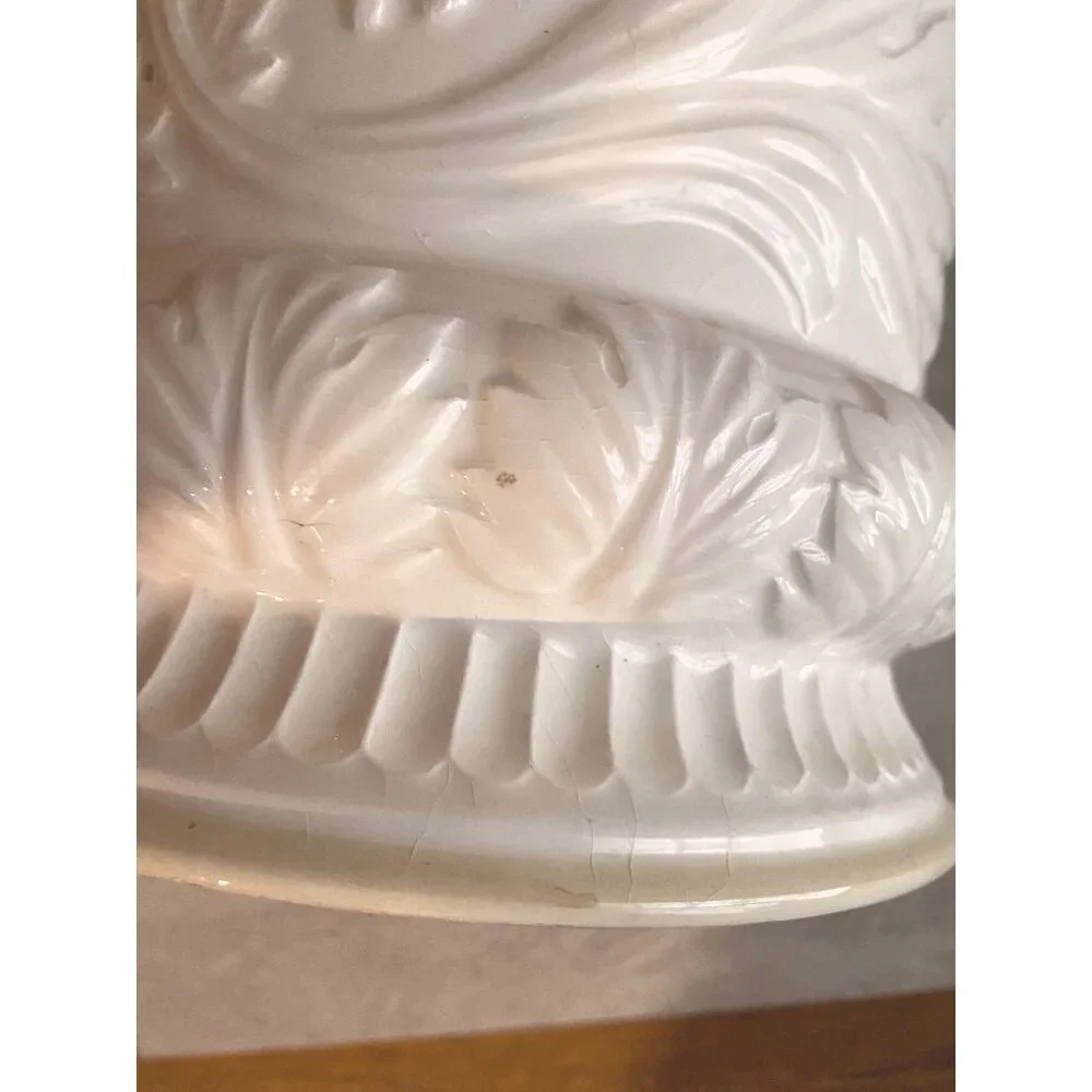 Lenox Butlers Pantry Cherub Cachepot/Ice Bucket - White Ceramic - Embossed Pinea
